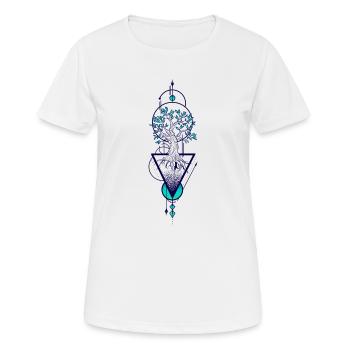 Bunter geometrischer Baum des Lebens - Frauen T-Shirt atmungsaktiv - Weiß - Vorne - AI Model Female 172 dark (172cm)
