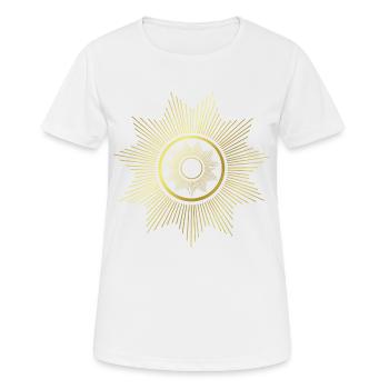 Strahlen - Grafik - grafisches Design - Geometrie - Frauen T-Shirt atmungsaktiv - Weiß - Vorne - AI Model Female 172 dark (172cm)