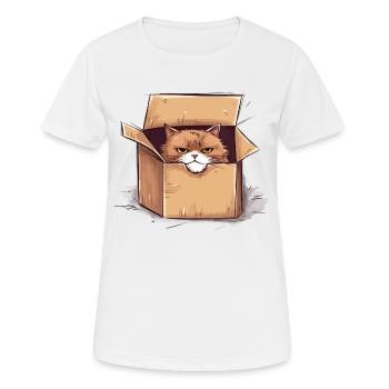 Cat grumpy grumpy grumpy sits in the box - Women's Breathable T-Shirt - white - Front - AI Model Female 172 dark (172cm)