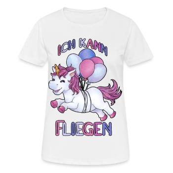 Fliegen mit Ballons Einhorn Geburtstag Mädchen - Frauen T-Shirt atmungsaktiv - Weiß - Vorne - AI Model Female 172 dark (172cm)