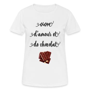 Vivre d’amour et de chocolat - T-shirt respirant Femme - blanc - Devant - AI Model Female 172 dark (172cm)