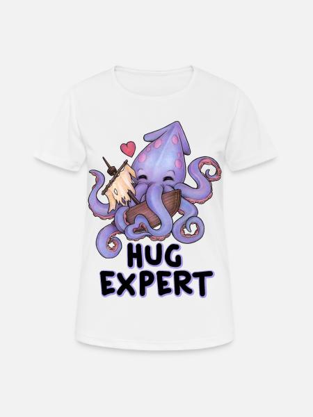 Hug Expert Octopus Lustiger Knuddel Krake Herz - Frauen T-Shirt atmungsaktiv - Weiß