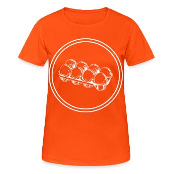 Eier symbol - Frauen T-Shirt atmungsaktiv - Neonorange - Vorne - AI Model Female 172 dark (172cm)