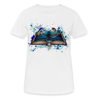 Schiff im Sturm mir Schlange Illustration - Frauen T-Shirt atmungsaktiv - Weiß - Vorne - AI Model Female 172 dark (172cm)