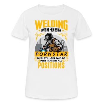 Welding Saved Me Funny welder gift - Women's Breathable T-Shirt - white - Front - AI Model Female 172 dark (172cm)