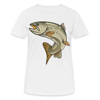 Trout fishing on the river or lake fishing sport - Women's Breathable T-Shirt - white - Front - AI Model Female 172 dark (172cm)