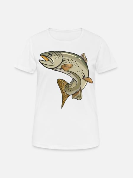 Forelle Angeln am Fluss oder See Angel Sport - Frauen T-Shirt atmungsaktiv - Weiß