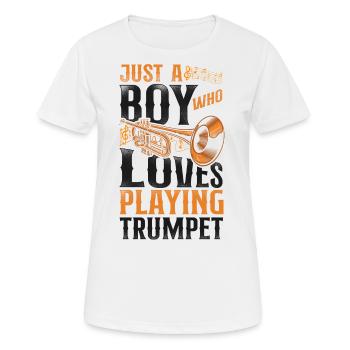 Trumpet Player Vintage Just A Boy - Frauen T-Shirt atmungsaktiv - Weiß - Vorne - AI Model Female 172 dark (172cm)