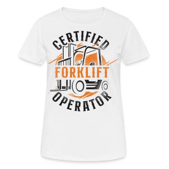 Certified Forklift Truck Operator - Frauen T-Shirt atmungsaktiv - Weiß - Vorne - AI Model Female 172 dark (172cm)