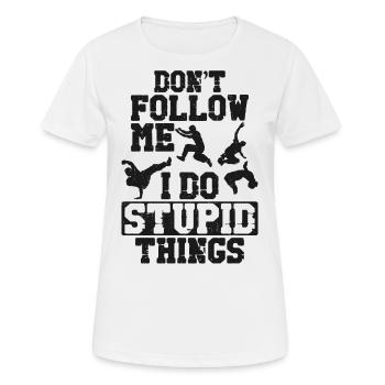 Parkour Free Running Traceur - T-shirt respirant Femme - blanc - Devant - AI Model Female 172 dark (172cm)