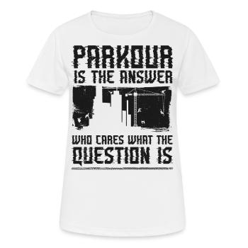 Parkour Free Running Traceur - T-shirt respirant Femme - blanc - Devant - AI Model Female 172 dark (172cm)