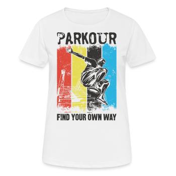 Parkour Free Running Traceur - T-shirt respirant Femme - blanc - Devant - AI Model Female 172 dark (172cm)