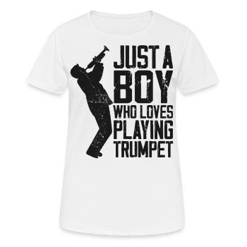 Trumpet Player Vintage Just A Boy - Frauen T-Shirt atmungsaktiv - Weiß - Vorne - AI Model Female 172 dark (172cm)