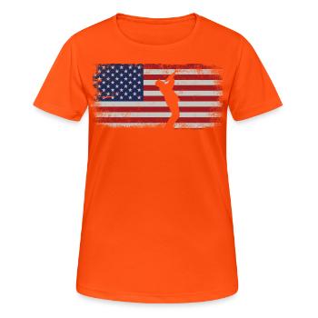 Trompettiste Drapeau américain - T-shirt respirant Femme - orange néon - Devant - AI Model Female 172 dark (172cm)