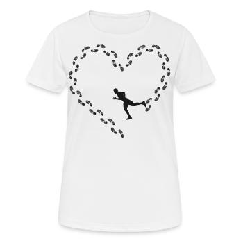Coureur de course à pied Demi-marathon Cœur - T-shirt respirant Femme - blanc - Devant - AI Model Female 172 dark (172cm)