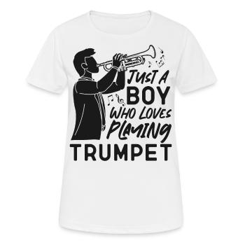 Trumpet Player Just A Boy Who - Frauen T-Shirt atmungsaktiv - Weiß - Vorne - AI Model Female 172 dark (172cm)