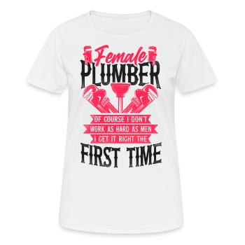 Plumbing Plumber Female Female - Women's Breathable T-Shirt - white - Front - AI Model Female 172 dark (172cm)