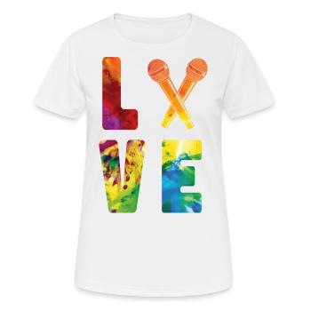 Karaoke Singer Microphone Vocalist - Frauen T-Shirt atmungsaktiv - Weiß - Vorne - AI Model Female 172 dark (172cm)