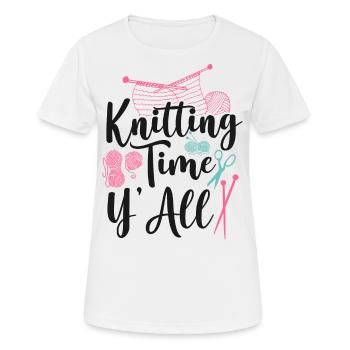 Tricoter Tricoter Tricoter Temps de tricot - T-shirt respirant Femme - blanc - Devant - AI Model Female 172 dark (172cm)