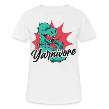 Knitting Knitter Pun Dinosaur - Frauen T-Shirt atmungsaktiv - Weiß - Vorne - AI Model Female 172 dark (172cm)
