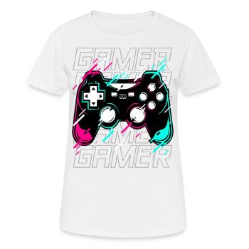 Gamer - Gaming Controller video game console neon - Women's Breathable T-Shirt - white - Front - AI Model Female 172 dark (172cm)