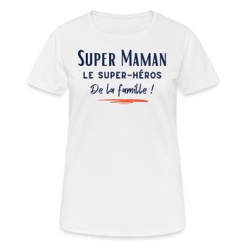 Super Maman le super héros de la famille - T-shirt respirant Femme - blanc - Devant - AI Model Female 172 dark (172cm)