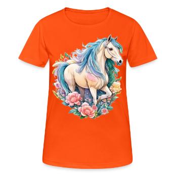 Pastel Horse Jument Beautiful Horse Artwork - T-shirt respirant Femme - orange néon - Devant - AI Model Female 172 dark (172cm)