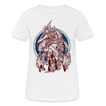 Wikinger Odin mit Sleipnir & Gungnir Design - Frauen T-Shirt atmungsaktiv - Weiß - Vorne - AI Model Female 172 dark (172cm)
