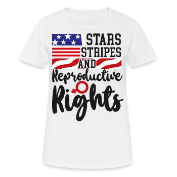 Feminist Stars Stripes & - Frauen T-Shirt atmungsaktiv - Weiß - Vorne - AI Model Female 172 dark (172cm)
