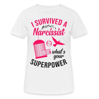 Happy Divorce Party I Survived A - Frauen T-Shirt atmungsaktiv - Weiß - Vorne - AI Model Female 172 dark (172cm)