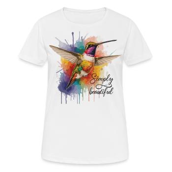 Simpel schön: Kolibri-Design - Frauen T-Shirt atmungsaktiv - Weiß - Vorne - AI Model Female 172 dark (172cm)