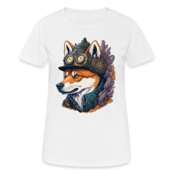 Steampunk Shiba Inu Retro Dogs Design - T-shirt respirant Femme - blanc - Devant - AI Model Female 172 dark (172cm)