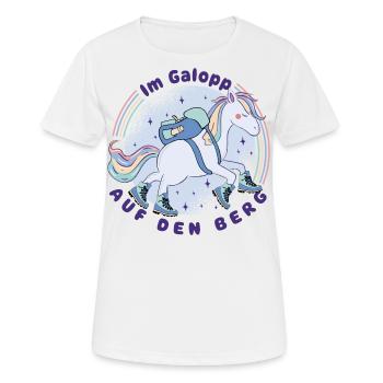 Einhorn - Im Galopp auf den Berg -Wandern mit Kids - Frauen T-Shirt atmungsaktiv - Weiß - Vorne - AI Model Female 172 dark (172cm)
