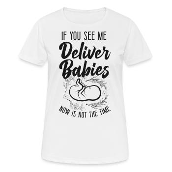Infirmière spécialisée dans le travail et l’accouchement - T-shirt respirant Femme - blanc - Devant - AI Model Female 172 dark (172cm)
