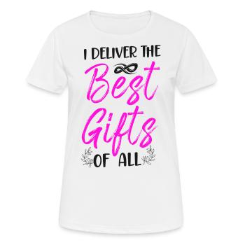 LD Infirmière du travail et de l’accouchement - T-shirt respirant Femme - blanc - Devant - AI Model Female 172 dark (172cm)
