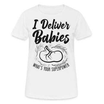 Infirmière spécialisée dans le travail et l’accouchement - T-shirt respirant Femme - blanc - Devant - AI Model Female 172 dark (172cm)