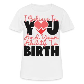 Infirmière spécialisée dans le travail et l’accouchement - T-shirt respirant Femme - blanc - Devant - AI Model Female 172 dark (172cm)