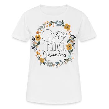 Infirmière spécialisée dans le travail et l’accouchement - T-shirt respirant Femme - blanc - Devant - AI Model Female 172 dark (172cm)