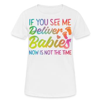 Infirmière spécialisée dans le travail et l’accouchement - T-shirt respirant Femme - blanc - Devant - AI Model Female 172 dark (172cm)