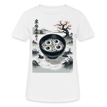 Eyeball Ramen Yokai Japan Ukiyo-e Art - Women's Breathable T-Shirt - white - Front - AI Model Female 172 dark (172cm)