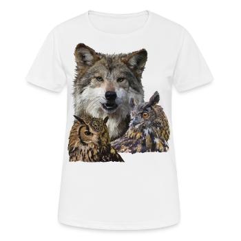 Loup et hiboux - T-shirt respirant Femme - blanc - Devant - AI Model Female 172 dark (172cm)