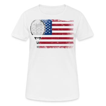 Funny Tennis Player Racket - Frauen T-Shirt atmungsaktiv - Weiß - Vorne - AI Model Female 172 dark (172cm)