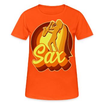 Saxophone Retro Vintage 70s Sax - Women's Breathable T-Shirt - neon orange - Front - AI Model Female 172 dark (172cm)