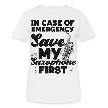 Saxophone en cas d’urgence - T-shirt respirant Femme - blanc - Devant - AI Model Female 172 dark (172cm)