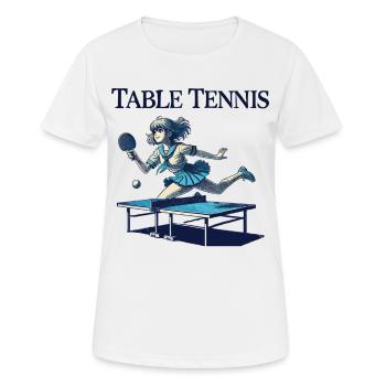 Anime, Rétro, Joueur de tennis de table, Écolière - T-shirt respirant Femme - blanc - Devant - AI Model Female 172 dark (172cm)