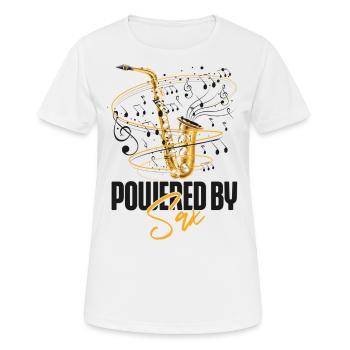 Saxophone Pun Powered By Sax - Women's Breathable T-Shirt - white - Front - AI Model Female 172 dark (172cm)
