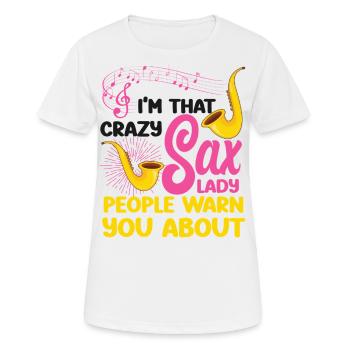 Saxophone Pun I'm That Crazy Sax - Women's Breathable T-Shirt - white - Front - AI Model Female 172 dark (172cm)
