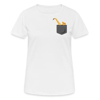 Saxophone Pocket - Frauen T-Shirt atmungsaktiv - Weiß - Vorne - AI Model Female 172 dark (172cm)