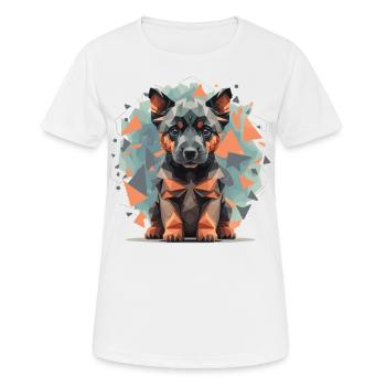 Low-Poly German Shepherd - Women's Breathable T-Shirt - white - Front - AI Model Female 172 dark (172cm)