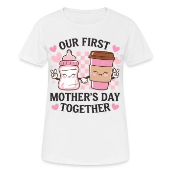 Unser erster Muttertag - Frauen T-Shirt atmungsaktiv - Weiß - Vorne - AI Model Female 172 dark (172cm)